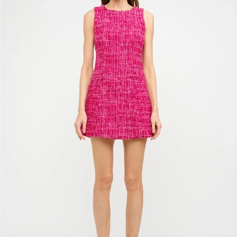 Chic Pink Tweed Mini Dress